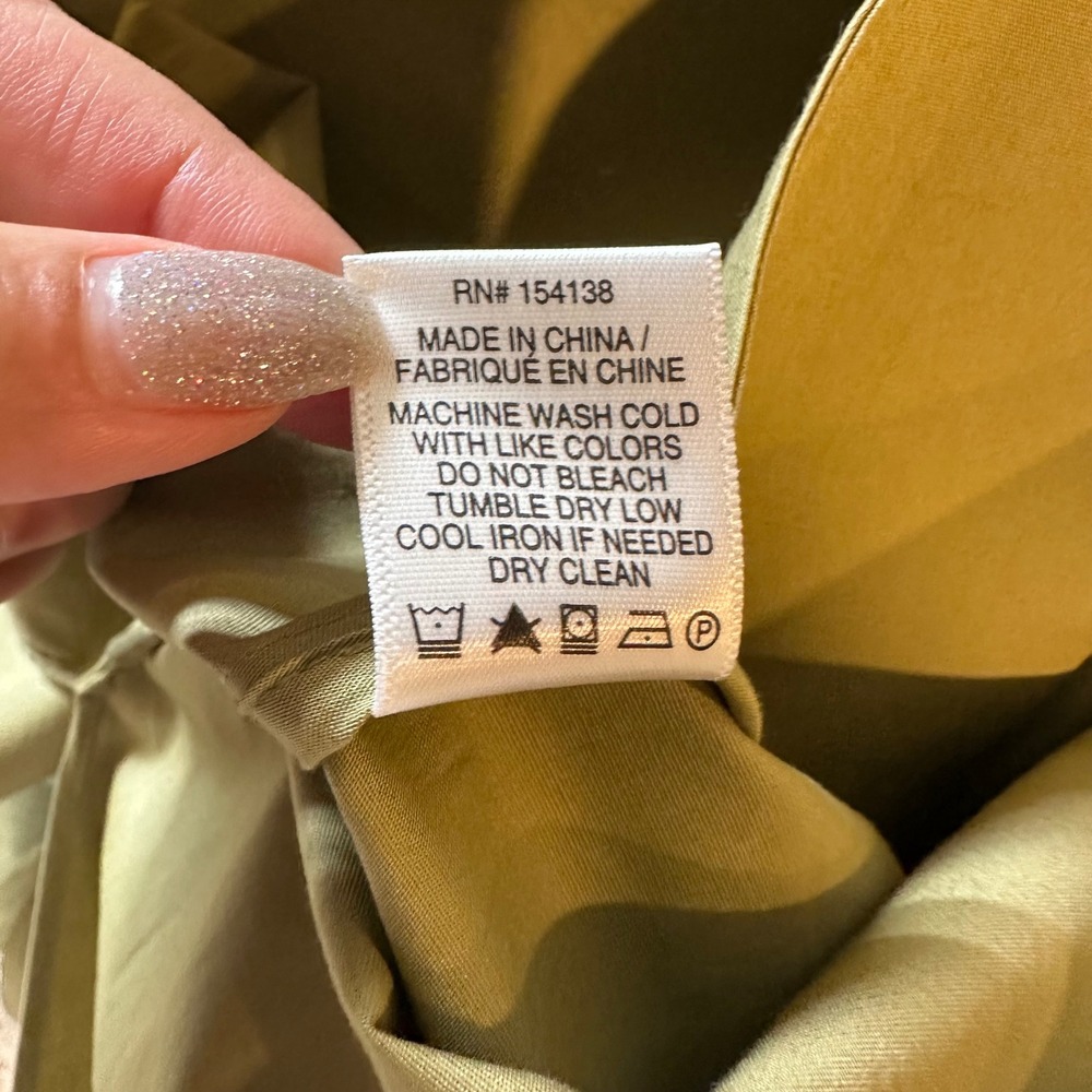 STAUD Reese Dress Khaki Puff Sleeve Midi Cotton Size XS Capsule Minimalist NEW - Picture 11 of 12